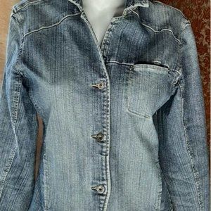 Silver Denim Jean Jacket‎ L